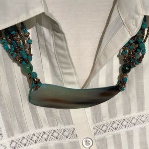 Earthy turquoise brown beaded necklace